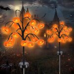 D�coration solaire d'halloween, lot de 2 lampes solaires citrouilles � 40 led pour ext�rieur, d�coration ...