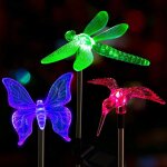 D�corations solaires de jardin papillons, libellules, oiseaux lumi�res, �clairage de chemin, (3 pi�ces) ...