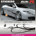 Decoration sticker floral art 4 papillons - 1 metre - noir - tous vehicules - run - r