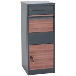 D�coshop26 - bo�te � colis bo�te aux lettres sur pied acier galvanis� anthracite aspect bois fonc� 040005913 ...