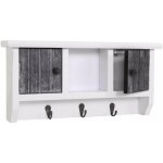 Décoshop26 - porte - clés meuble d'entrée mural avec portes et étagère en bois massif gris - blanc vieilli ... Décoshop26 - porte - clés meuble d'entrée mural avec portes et étagère en bois massif gris - blanc vieilli ...
