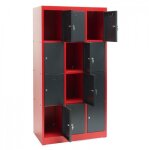Dema ? armoire d'atelier 12 casiers en acier enduit de poudre ? dimensions casiers 235x450x390mm ? 2 ...