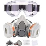 Demi - masque respiratoire, respirateur chimique r�utilisable avec 10 cotons filtrants et lunettes de ...