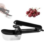D�noyauteur de cerises manuel en acier inoxydable noir avec bac de r�cup�ration pour cerises et fruits, ...