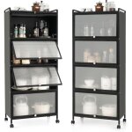 Desserte � roulettes pliable, chariot roulant 3 niveaux 72, 5x33x93, 5cm, avec poign�e pratique, pour ...