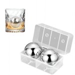 Deux boules � glace en acier inoxydable 304, pierres � glace rondes en m�tal, r�utilisables, pour congeler ...