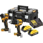 Dewalt - kit 2 outils 2 batteries 18v 5ah powerstack perceuse � percussion dcd805 + visseuse � chocs ...