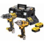 Dewalt - kit 2 outils xr 18v 5ah brushless perceuse visseuse percussion dcd791 + boulonneuse � chocs ...