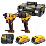 Dewalt ? pack de 2 outils �lectroportatifs 18v dck2062e2tqw ? perceuse - visseuse dcd709 et visseuse ...