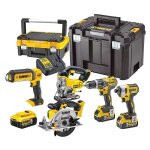 Dewalt - pack professionnel 5 machines 18v + 3 batteries li - ion 5ah + chargeur + coffrets tstak - dck551p3t ...