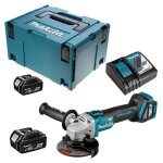 Dga 511 rmj meuleuse d'angle sans fil 18v 125mm brushless + 2x batteries 4, 0ah + chargeur + coffret ...