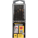 5 forets b�ton optima - 3 taillants �4 - 5 - 6 - 8 - 10 mm diager