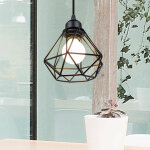 Diamant lustre suspension industrielle 16cm fer abat - jour cage en m�tal plafonnier luminaire noir pour ...