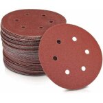 Disques abrasifs en papier � 125 mm grain 240 6 trous en rouge papier abrasif pour ponceuses plaques ...