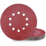 Disques de pon�age 225 mm 10 pi�ces grain p80 10 trous disques abrasifs 225 mm ronds papier abrasif for ...