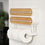 Distributeur mural d'essuie - tout pour 3 rouleaux - distributeur d'emballage alimentaire avec support ...
