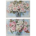 Dkd home decor vase shabby chic bleu blanc rose