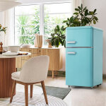 R�frig�rateur sup�rieur et inf�rieur � double porte, volume total 72 litres, led, cyan, 50x51x95, 8cm ...