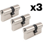 Dom ? lot de 3 cylindres de serrure double entr�e 35 x 30 mm ? 9 cl�s identiques ? finition nickel�e ...