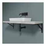 Doporro - 1 pi�ce equerre de fixation plan de toilette �tag�re tablette murale acier inox noir 50cm wh02 ...