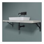 Doporro - 3 pi�ces equerre de fixation plan de toilette �tag�re tablette murale acier inox noir 50cm ...