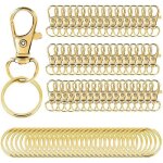 Dor�) 100 pi�ces porte - cl�s pivotant (50 mousquetons et 50 porte - cl�s), porte - cl�s mousqueton boucle ...