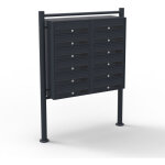 Wiltec ? bo�te aux lettres sur pieds noire 945 x 270 x 1500 mm ? 12 compartiments verrouillables ? acier ...