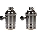 Douille de lampe vintage , douille edison, adaptateur e27 avec interrupteur, lustre r�tro � piles, noir ...