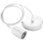Douille en plastique suspendue m�tal, lampe suspendue avec c�ble r�glable pour culot e27 blanc suspension ...