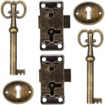 Dpzo - 2 pi�ces serrure antique en m�tal, serrure de s�curit� pour armoire et tiroir, style r�tro pour ...