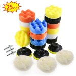 Dpzo - 25 pi�ces �ponge de polissage pour voiture, 3inch 80mm, kit de polissage avec adaptateur de foret ...