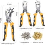 Dpzo - 3 pi�ces set pinces perforatrice cuir, pince � �illets et pince � rivets pour boutons / oeillets ...