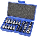 Dpzo - 34 pi�ces coffret de douilles torx 3 / 8', cr - v mat�riau profil e4 - e20, embout torx �toil� ...