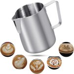 Dpzo - 350ml pot � lait en acier inoxydable 304, pichet gradu� pour faire mousse de lait et capuccinos ...