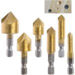 Dpzo - 6pcs fraises � chanfreiner hss 90 degr�s, titane rev�tu, outils de bricolage avec queue hexagonale ...