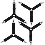 Drap - housse r�glable avec tend triangulaire, sangle de fixation (noir, lot de 4)