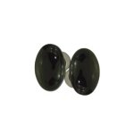 Dt 2000 - ensemble de poign�es doubles ovales en porcelaine noire sur une cuvette nickel�e bross�e.