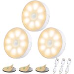 Dussdote lot de 3 veilleuses led avec d�tecteur de mouvement, rechargeables par usb, lumi�re chaude, ...