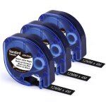 Compatible avec dymo letratag ruban blanc sur noir 12mm x 4m a913318 913318, compatible pour dymo letratag ...