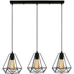 E27 lustre suspension industrielle vintage lampe de suspension m�tal avec 3 lumi�res pour chambre salon ...