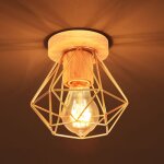 E27 plafonnier industriel r�tro industrielle luminaire plafonnier abat - jour cage or lampe de plafond ...