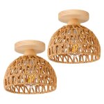 E27 plafonnier vintage lampe de plafond bois corde de chanvre suspension luminaire int�rieur couleur ...