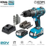 Koma tools - kit marteau perforateur / visseuse 20v avec 2 batteries 2, 0a et chargeur 22, 5x20, 3cm ... Koma tools - kit marteau perforateur / visseuse 20v avec 2 batteries 2, 0a et chargeur 22, 5x20, 3cm ...