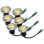Easy connect - lot de 6 mini balises led encastrables 0, 8w 45mm ip67 ? blanc chaud 3000k