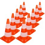 10x cnes signalisation pylne, 47cm, pvc solide, orange / blanc, triangle de circulation, marqueur attention ...