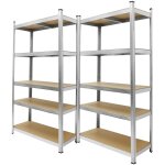 2x tagre de rangement - 180x90x40 cm - charge jusqu' 750 kg - en mtal galvanis - 5 panneaux mdf ...