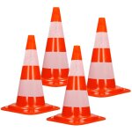 4x cnes signalisation pylne, 47cm, pvc solide, orange / blanc, triangle de circulation, marqueur attention ...