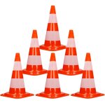 6x cnes signalisation pylne, 47cm, pvc solide, orange / blanc, triangle de circulation, marqueur attention ...