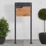 Ecd - germany bo�te aux lettres sur pieds, 37x37x11 cm, anthracite / aspect bois, acier, bo�te postale ...