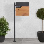 Ecd - germany bo�te aux lettres sur pied, 37x37x11 cm, anthracite / optique bois, acier, bo�te postale ...